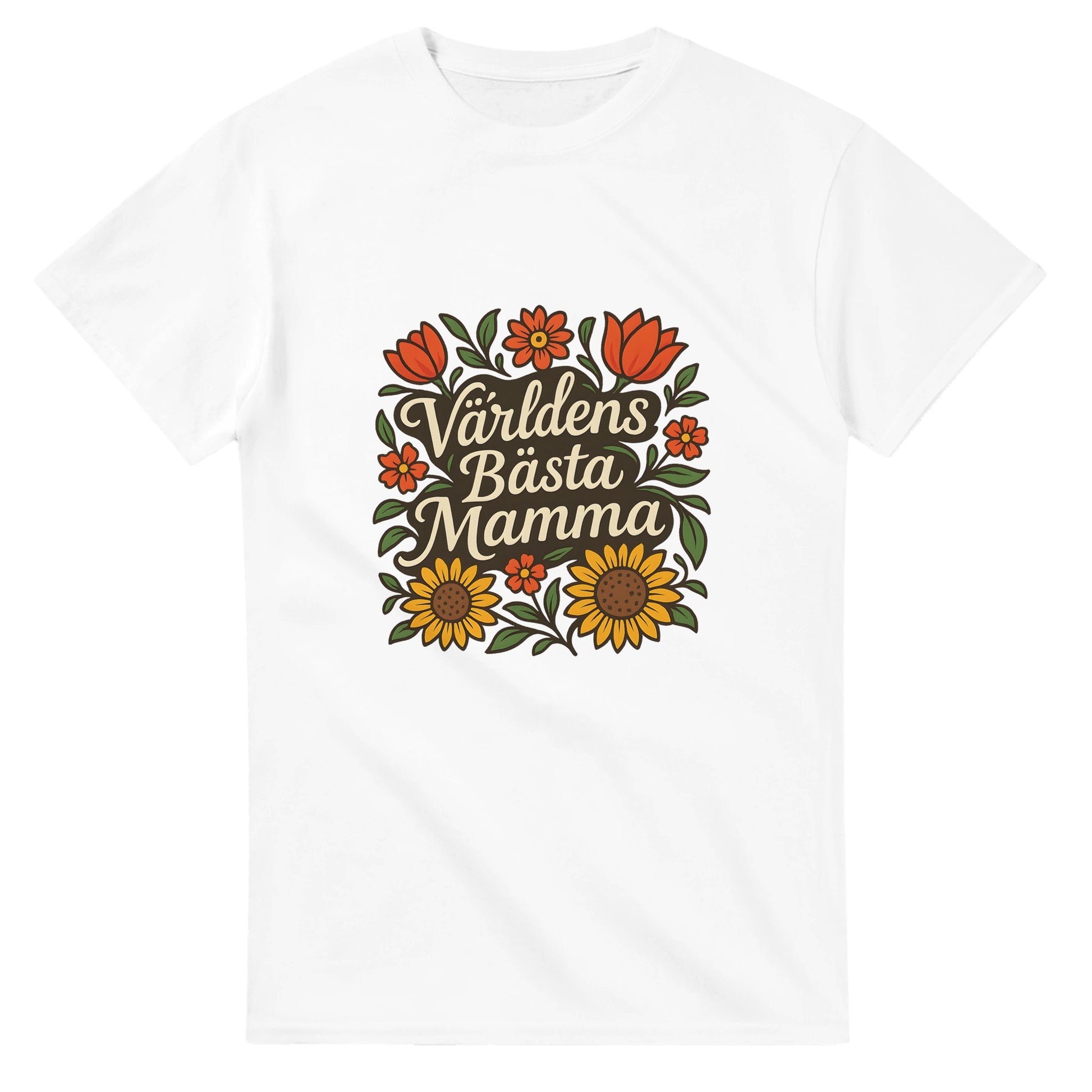 Mamma i Blom T-shirt med stilfulla blommor och elegant text. En design som verkligen sticker ut.
