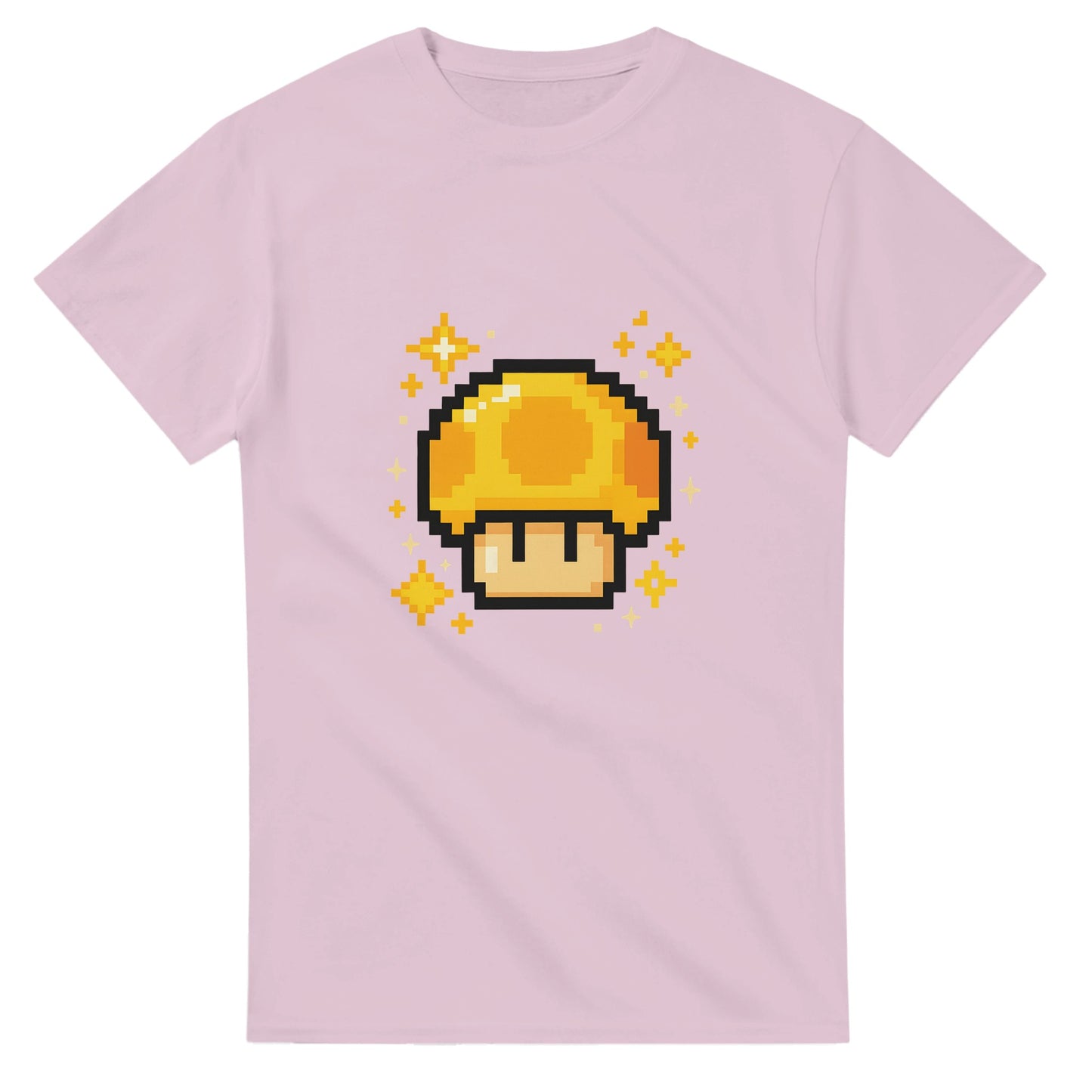 T-shirt med retro 8-bit power-up motiv. Perfekt för spelentusiaster som älskar pixelgrafik.