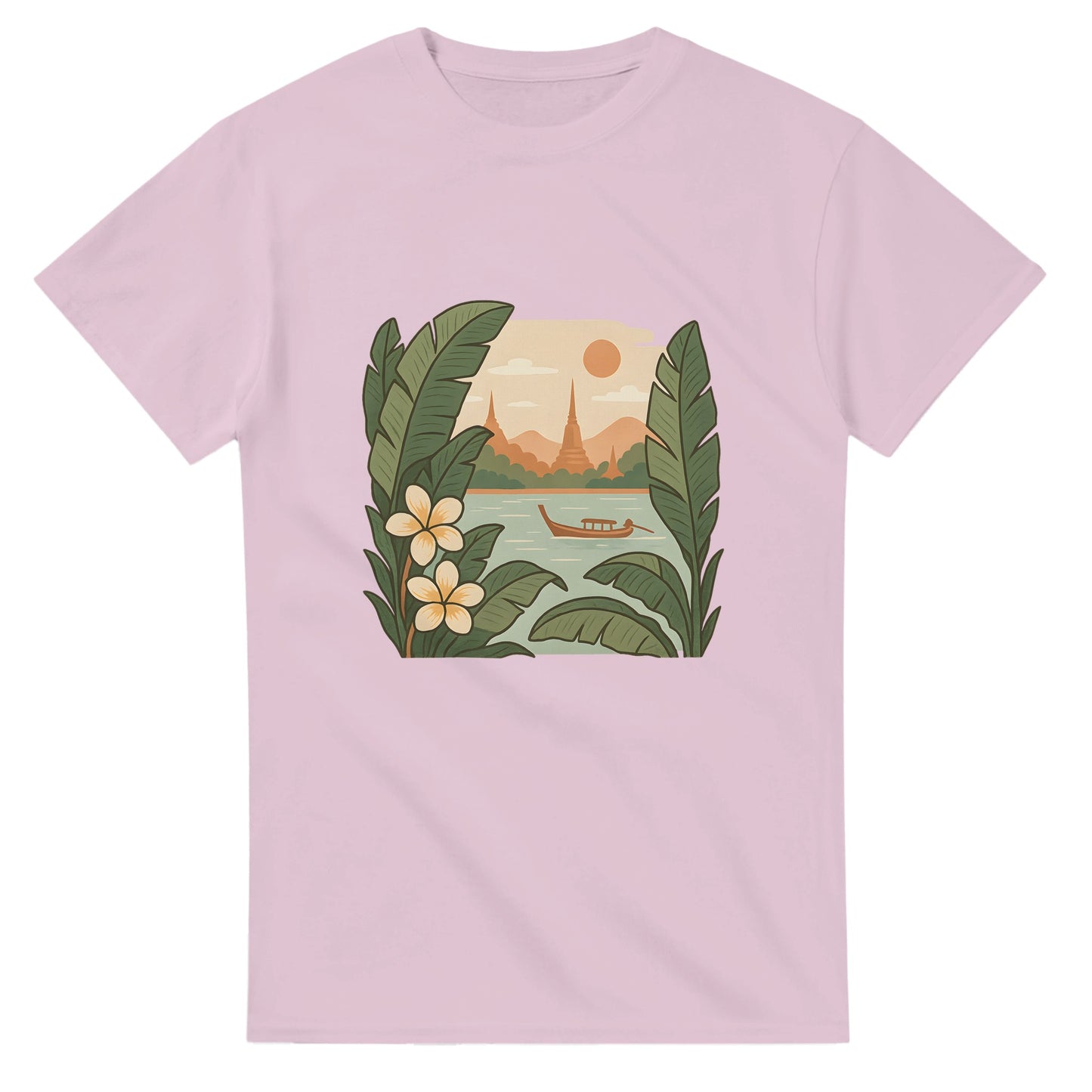 T-shirt med tropiska växter i milda färger som hyllar Sydöstasiens skönhet.