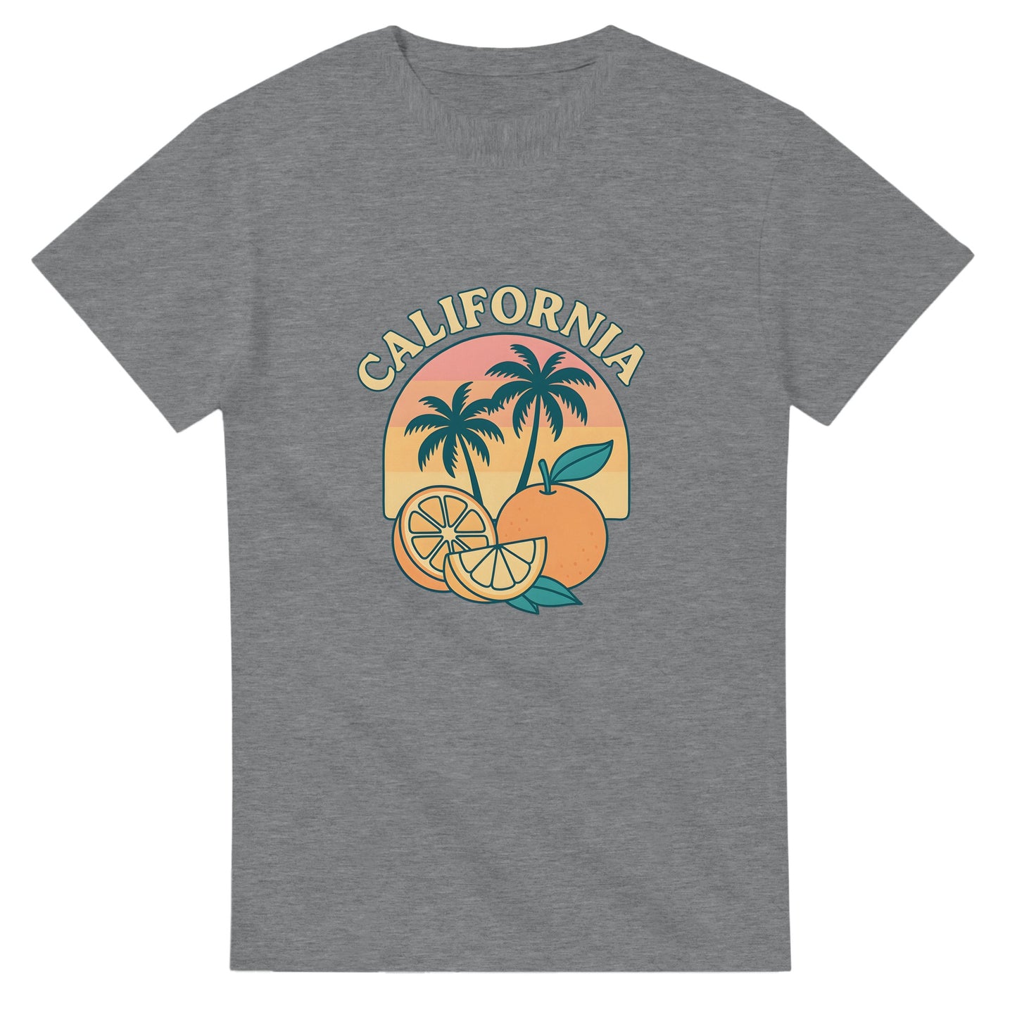 Vintage Cali Vibes - Retrocharm i Kalifornien med solnedgångsdesign av palmer och citrusfrukter.