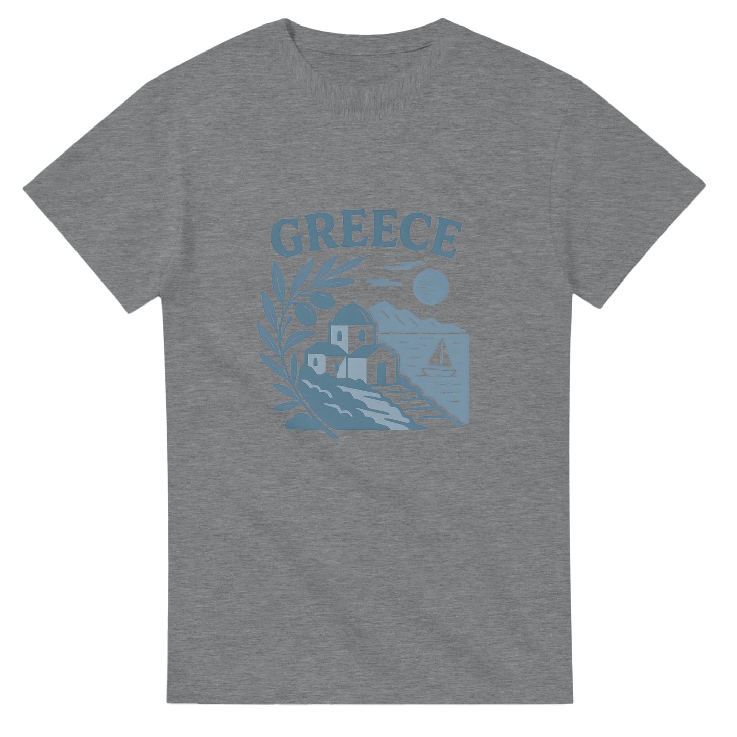 Retro T-shirt med grekiskt kustlandskapsmotiv - nostalgisk stil för en tidlös look