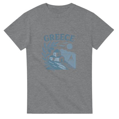 Retro T-shirt med grekiskt kustlandskapsmotiv - nostalgisk stil för en tidlös look