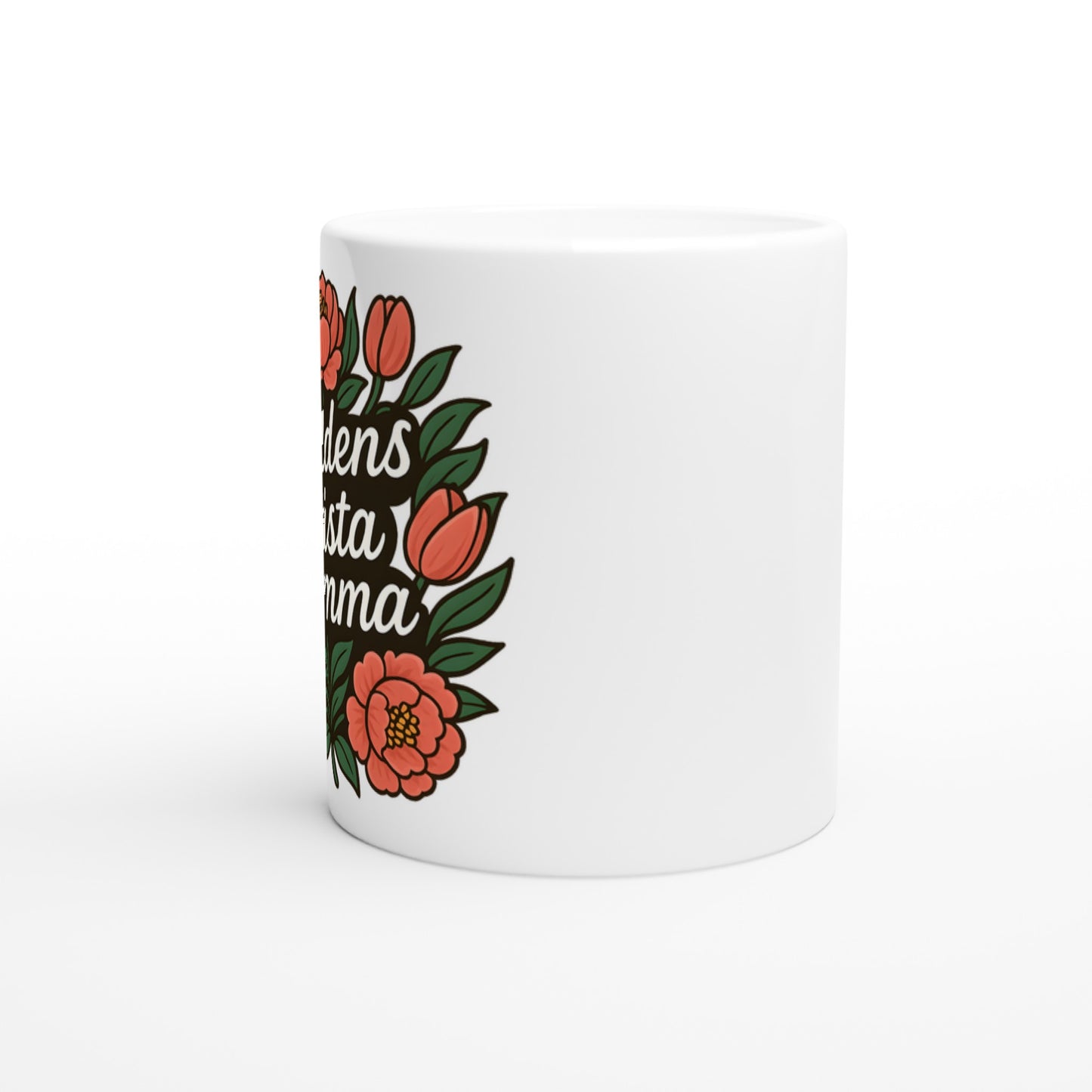 Mugg med budskapet Världens bästa mamma inbäddat i en blomkrans. Perfekt gåva för mamma.
