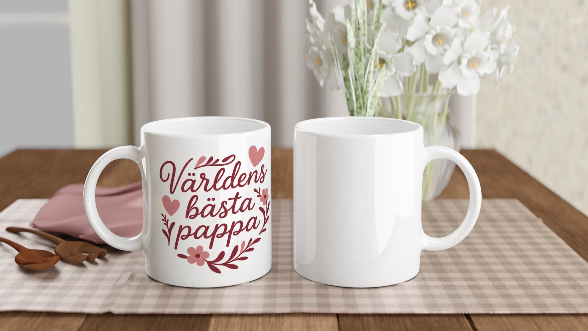 Mugg för pappa med 'Världens bästa pappa' i romantisk och elegant design, perfekt för alla tillfällen.