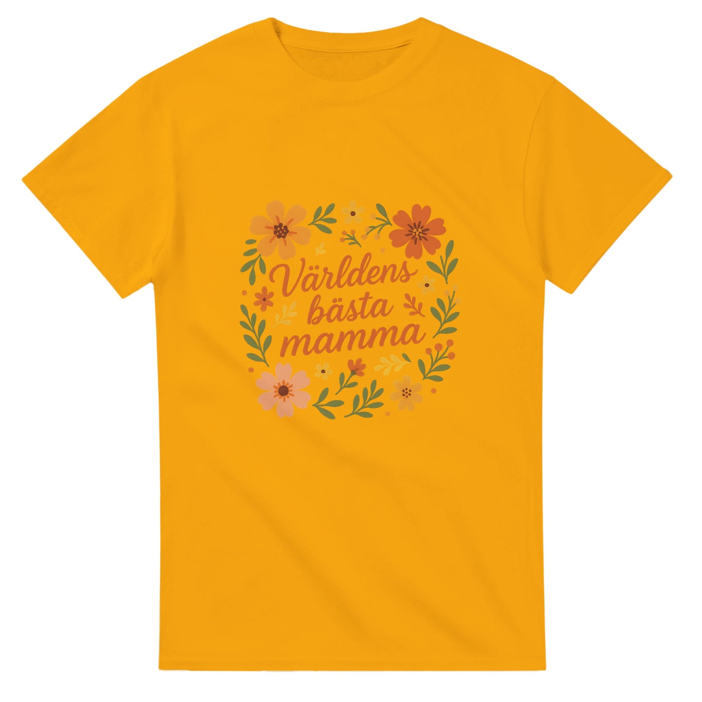 Blommig T-shirt för världens bästa mamma. Luftig design med varm hälsning. Perfekt gåva till morsdag!