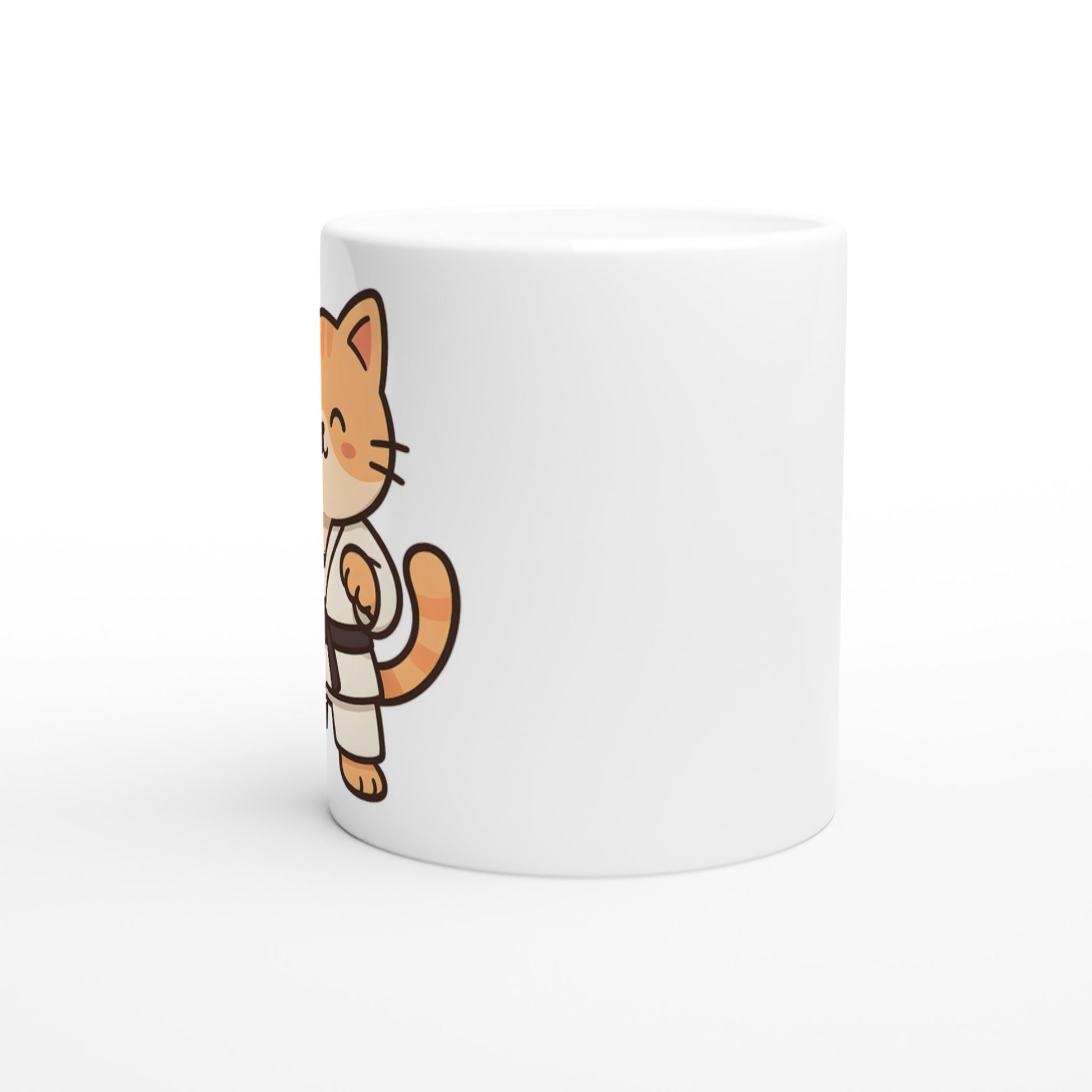 Mugg med katt i judodräkt. Perfekt för djurälskare & judofans!