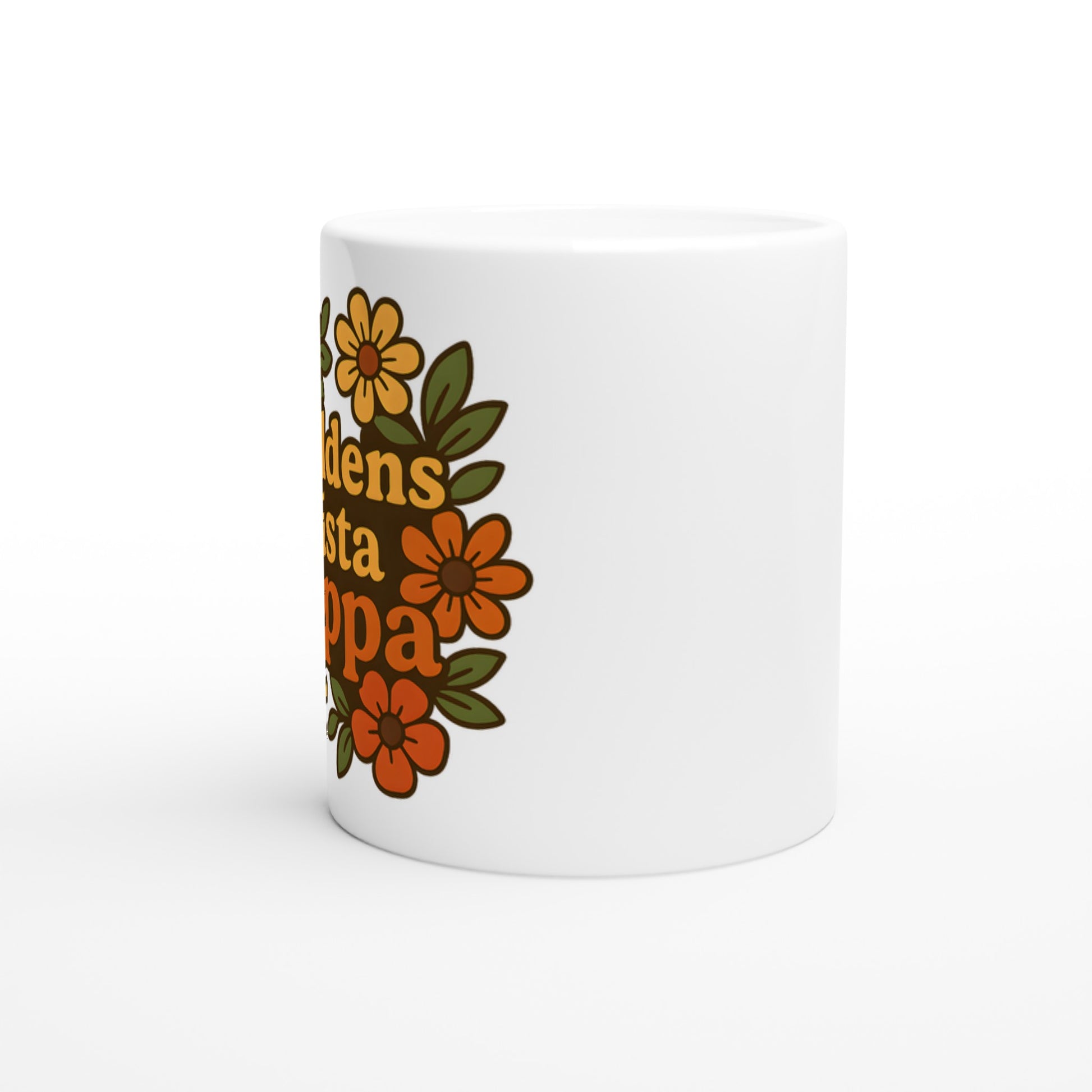 Mugg med blommor och texten 'Världens bästa pappa' för en extra varm kaffestund.