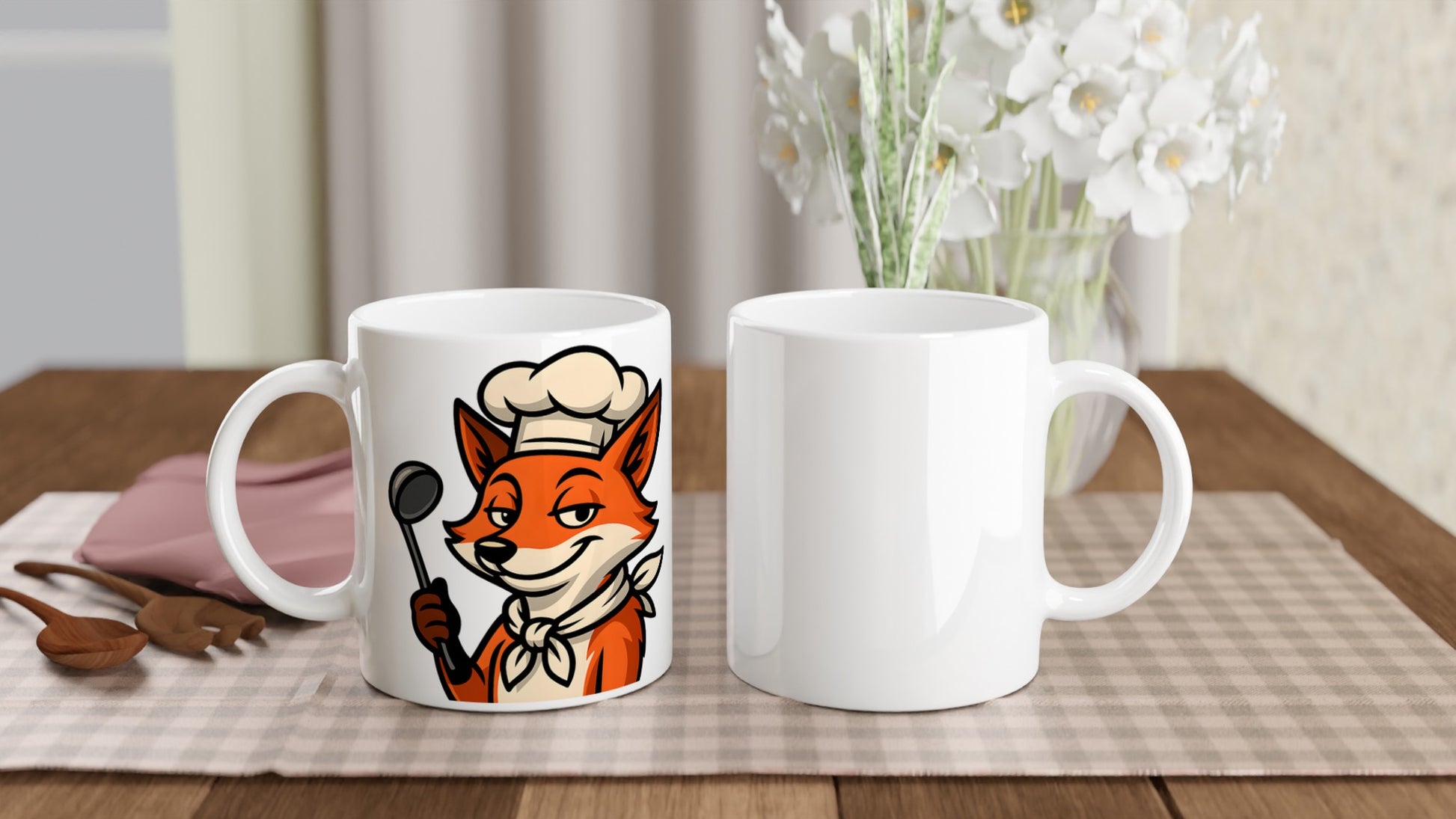 Kockmugg med räv och slev, idealisk för skogsälskande kockar!