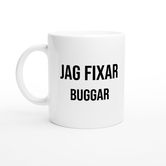 Kaffe, buggar och humor i en perfekt kombination för programmerare. En hyllning till deras dagliga arbete.