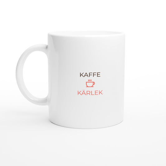 Mugg med minimalistisk design, kaffeikon mellan två ord för extra effekt. Perfekt för morgonmyset.