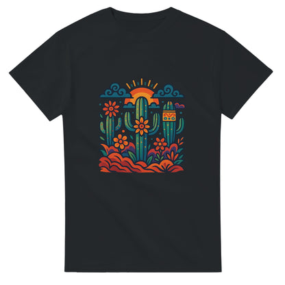 T-shirt med drömsk design av kaktusar och mexikansk folklore. Färgstark och unik.