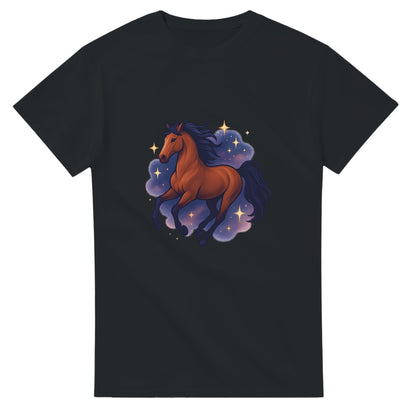 T-shirt med stjärngalopperande häst - en magisk mix av styrka och elegans.