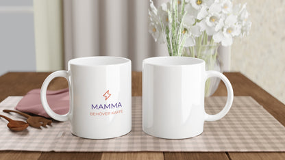 Kaffemugg med humoristisk text för mammor som behöver extra energi. Perfekt present!