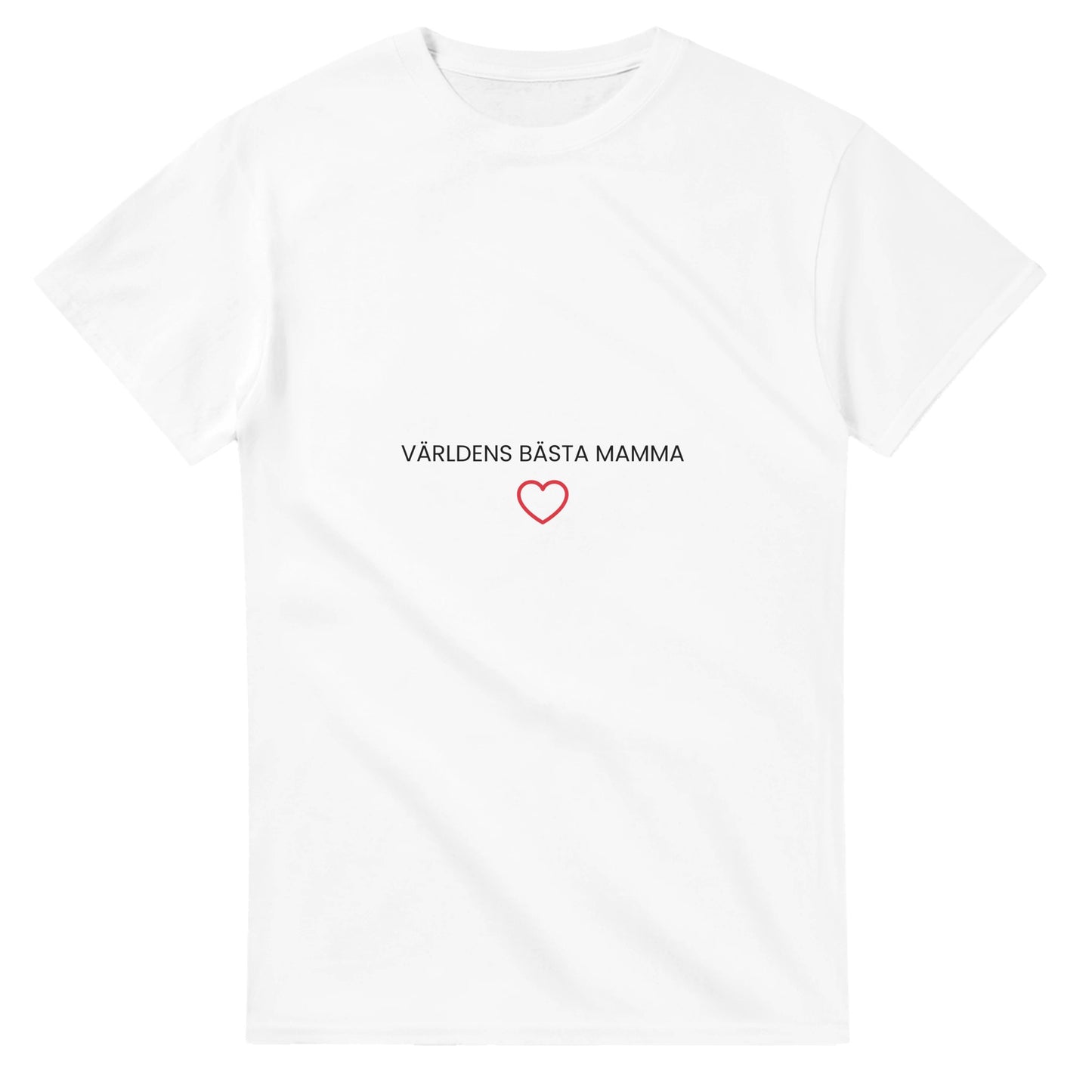 Trendig t-shirt för stolta mammor med hjärta-ikon under texten. Modern design.