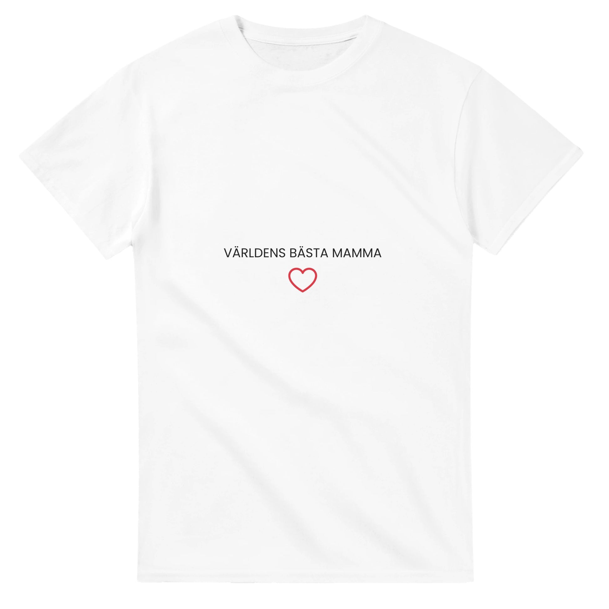 Trendig t-shirt för stolta mammor med hjärta-ikon under texten. Modern design.