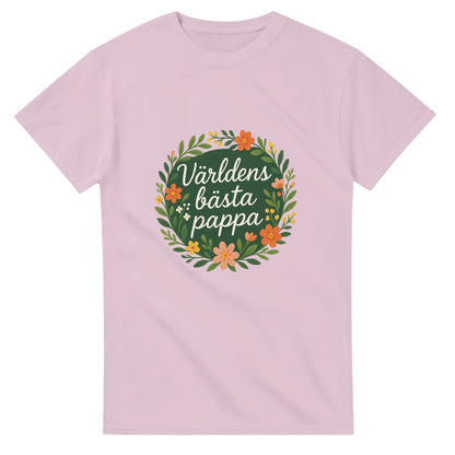 T-shirt med blomkrans och text för världens bästa pappa. Perfekt för att visa uppskattning och kärlek.
