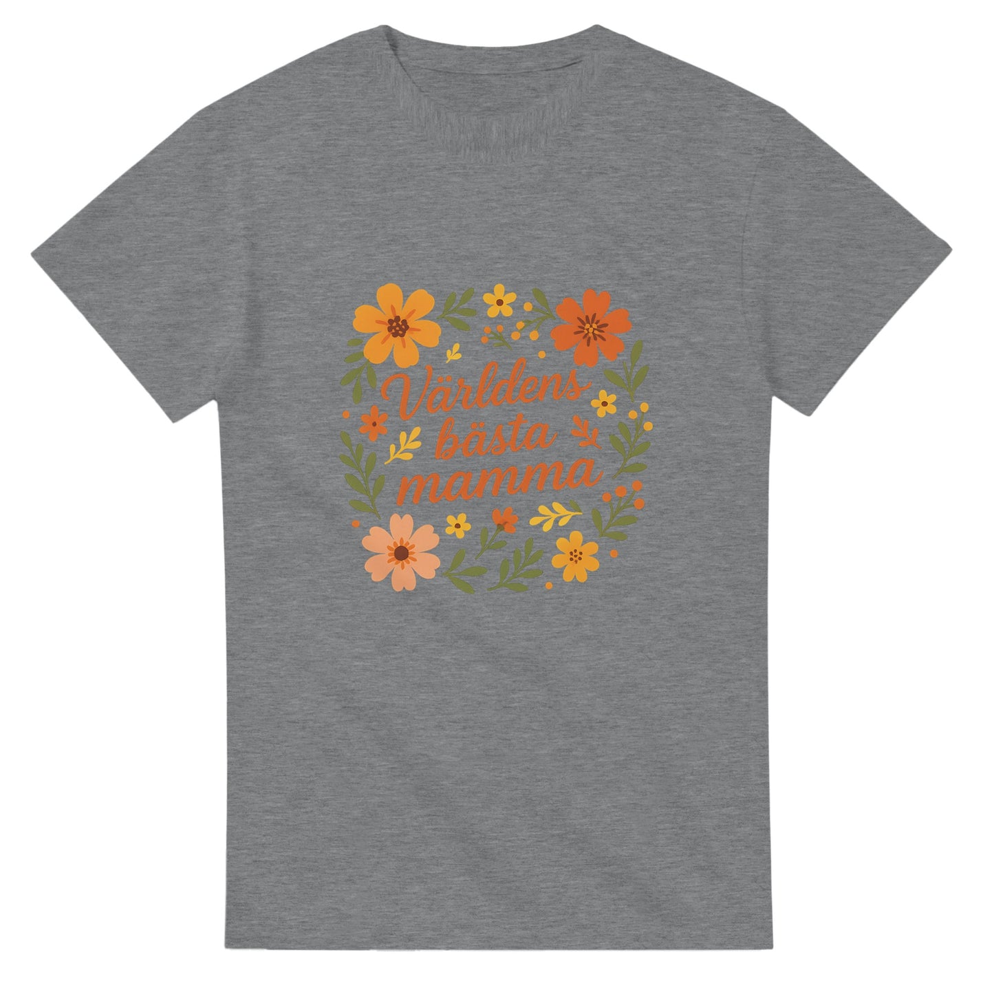 Blommig T-shirt för världens bästa mamma. Luftig design med varm hälsning. Perfekt gåva till morsdag!