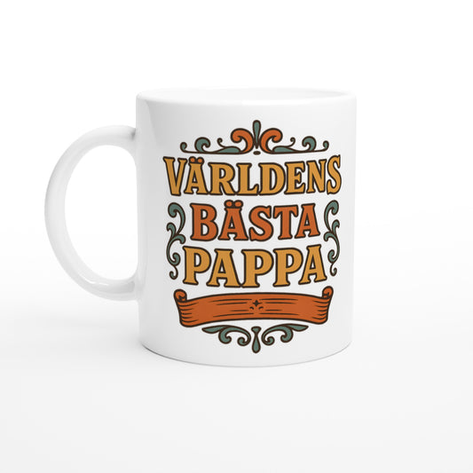 Mugg i vintage stil för pappor som älskar nostalgi. Hylla världens bästa pappa med detta tidlösa pappaporslin.