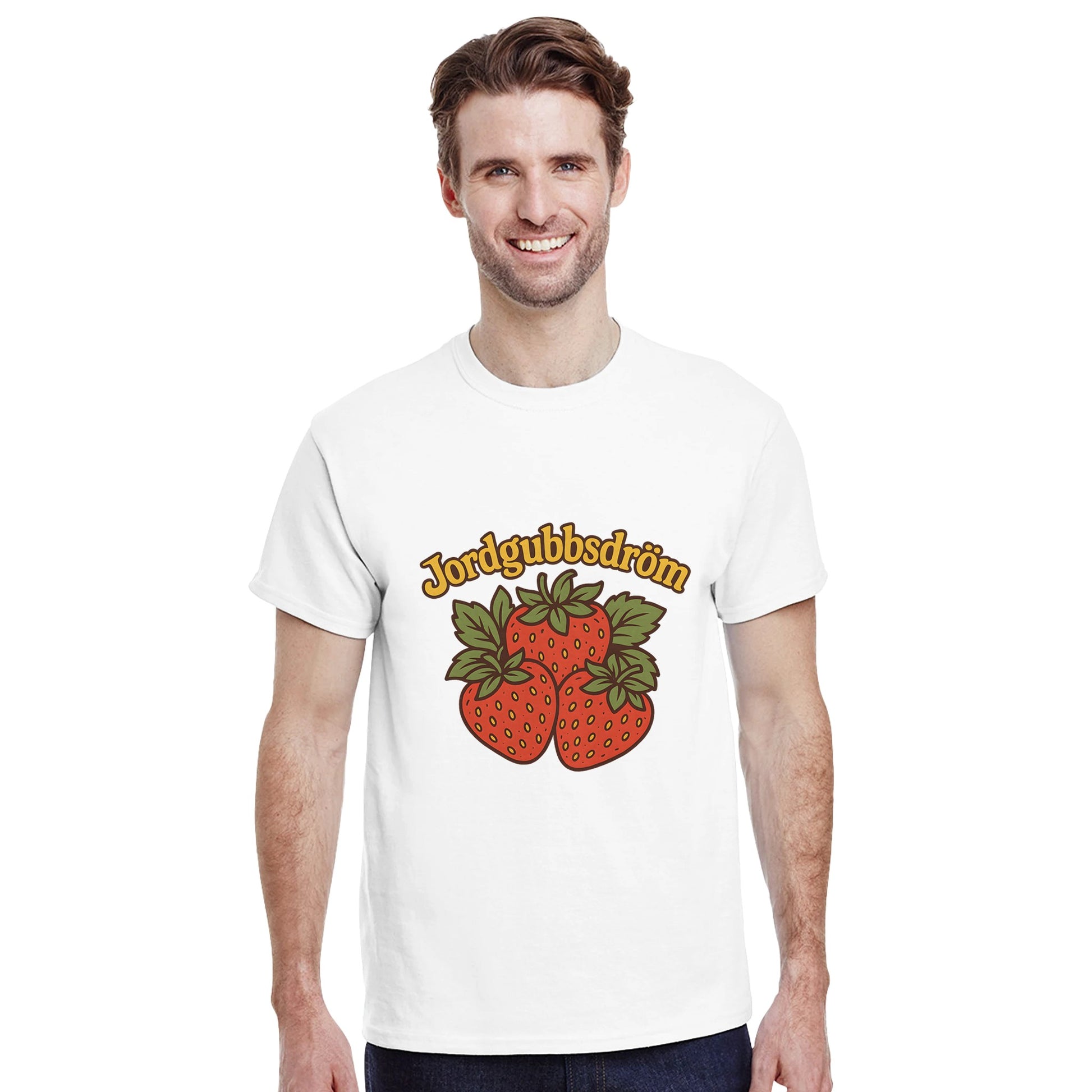 T-shirt med retro jordgubbsmotiv Jordgubbsdröm i lekfull vintage-stil. Färgstarkt och somrigt!