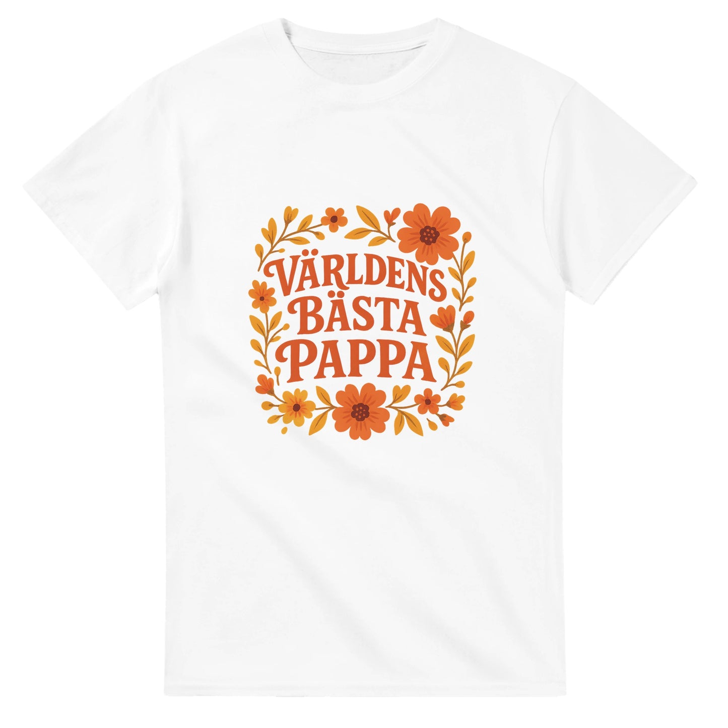 T-shirt med blommig hyllning till pappa. Färgglada blommor omger texten världens bästa pappa. Perfekt kärleksfull gåva!