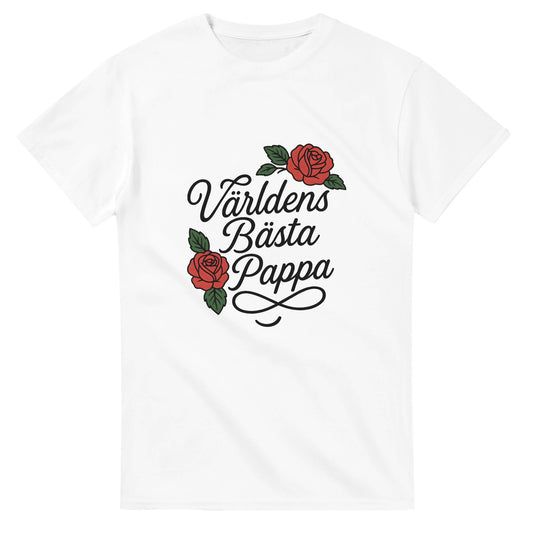 Kärleksfull typografi med mjuka linjer och rosor - perfekt för den stilmedvetna pappan.