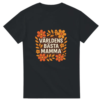 T-shirt med blomstrande design och texten 'Världens bästa mamma'. Visa din kärlek på ett varmt sätt.