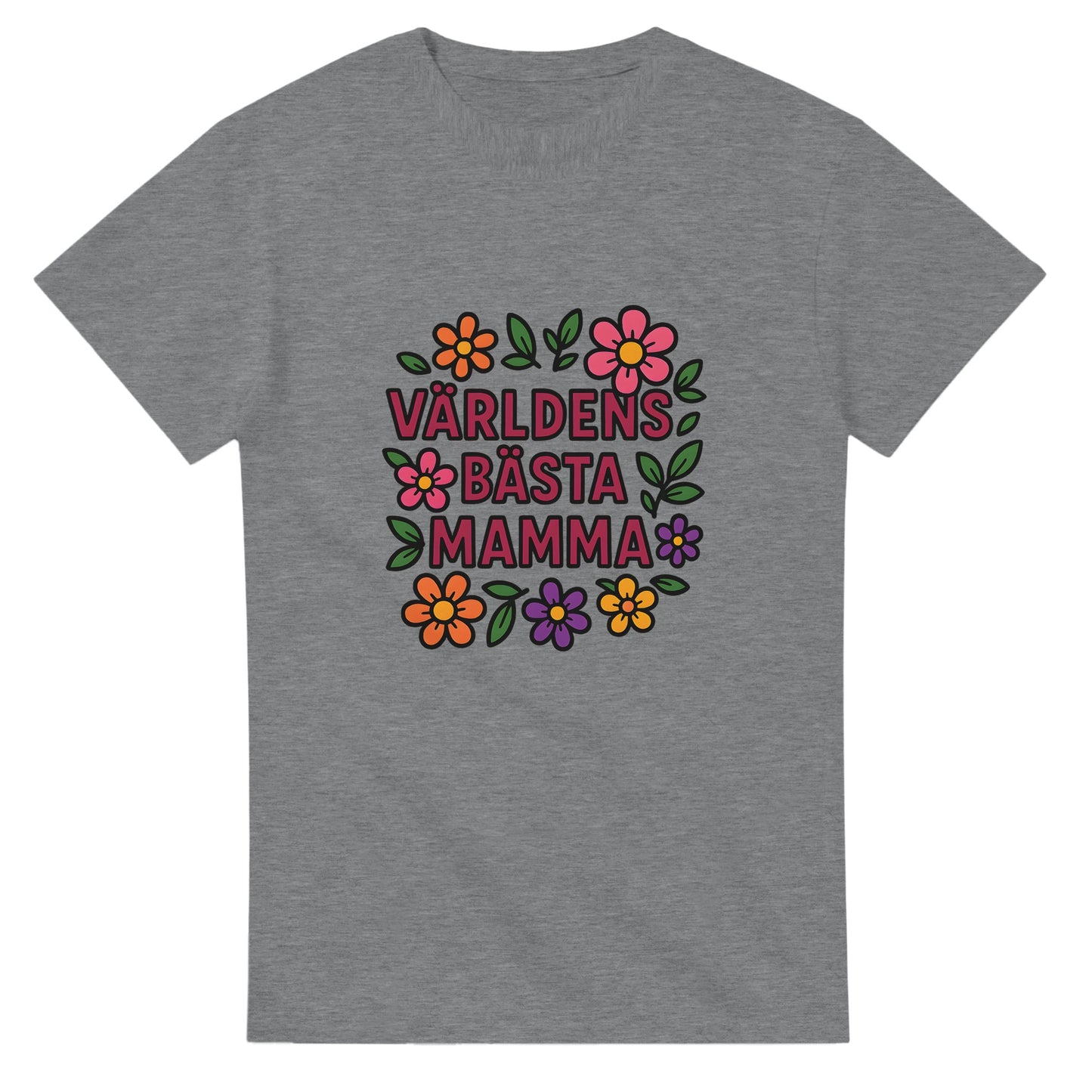 Världens bästa mamma t-shirt med blommig design. Perfekt present till mamma.