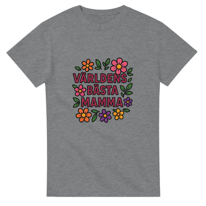 Världens bästa mamma t-shirt med blommig design. Perfekt present till mamma.