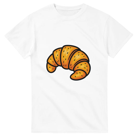 T-shirt med gyllene croissant-motiv för brunchälskaren. Konstnärlig och trendig.