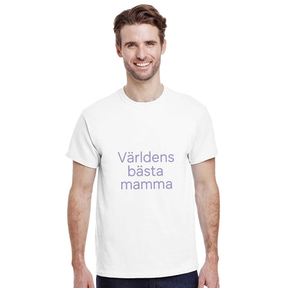 T-shirt med modern text och mild lavendelfärg. För världens bästa mamma! Tidlös stil.