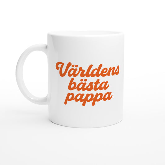 Mugg Retro orange: Världens bästa pappa i lekfull font och varm orange färg. Perfekt för nostalgikern.