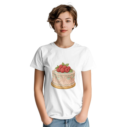 T-shirt med vintage tårta, hallon och spets. Perfekt för romantiker!