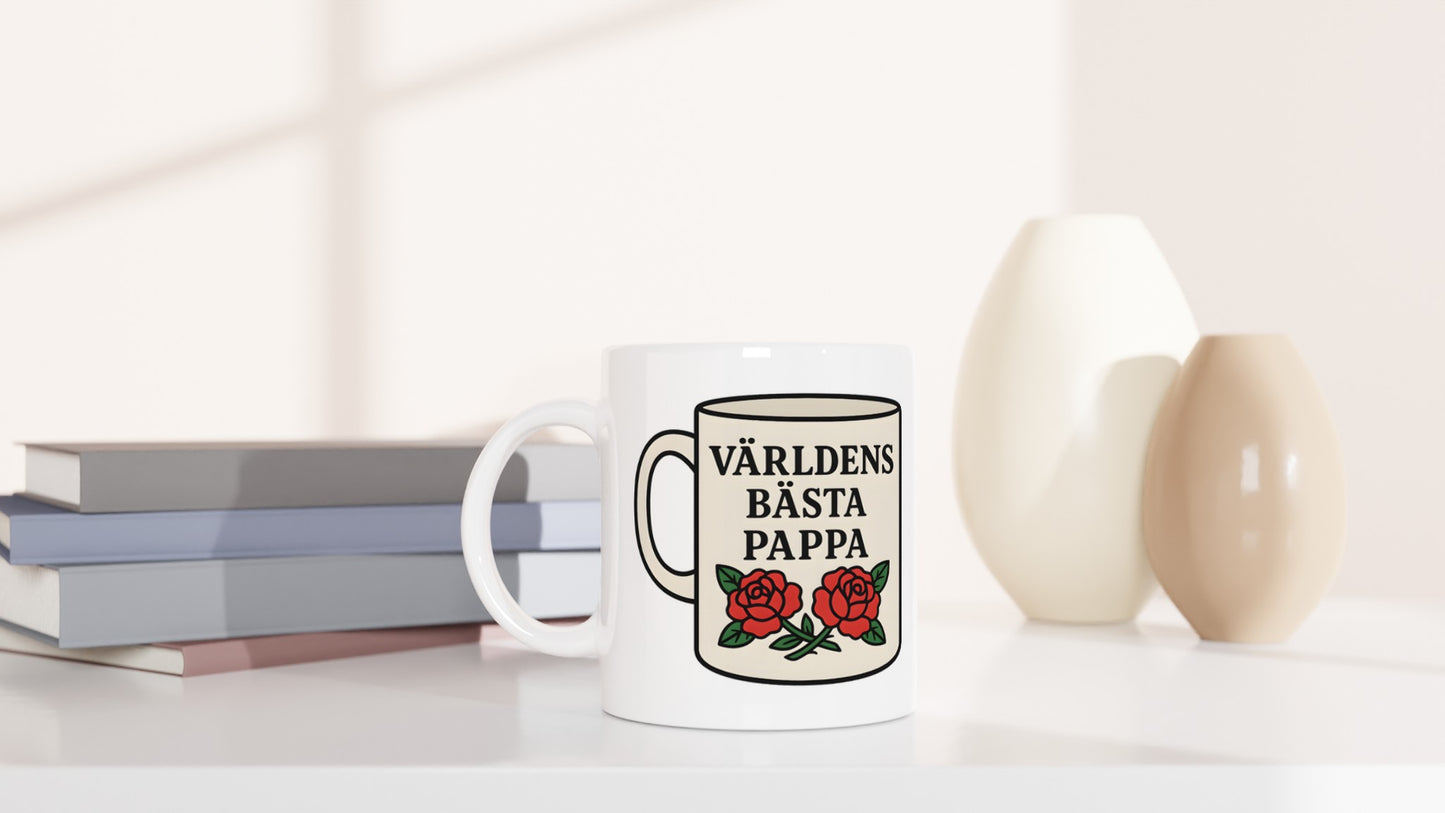 Mugg med budskap och rosor, perfekt present för världens bästa pappa. Stilfull och unik!