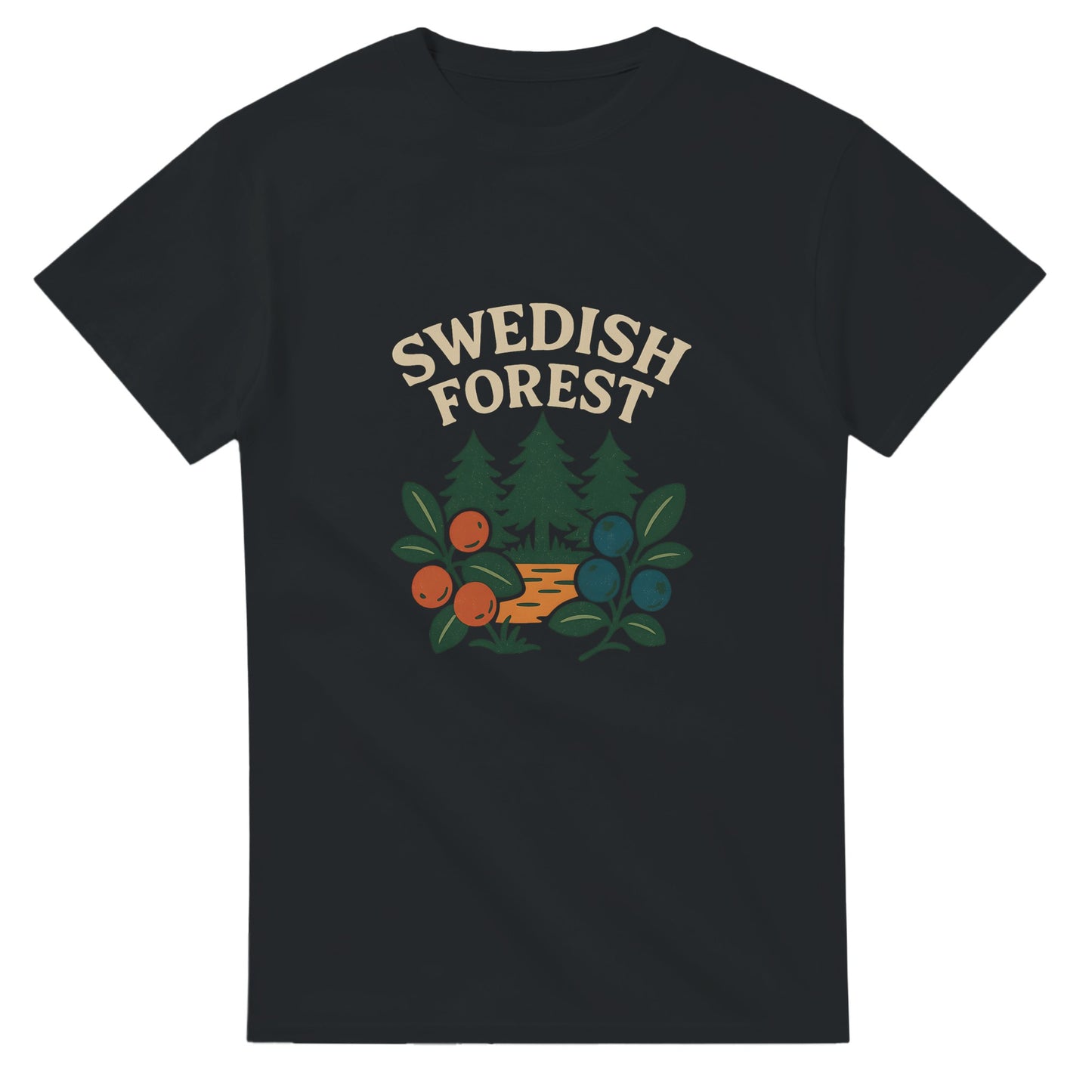 Utforska svensk skogsmagi med bär och vintage design, perfekt för naturälskare.