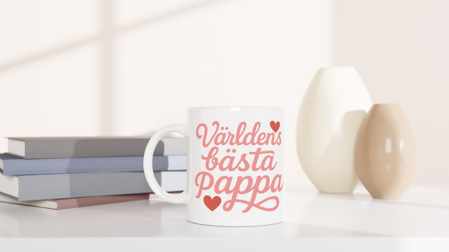 Mugg med romantisk text 'Världens bästa pappa' i mjuka former. Perfekt för kaffeälskaren!