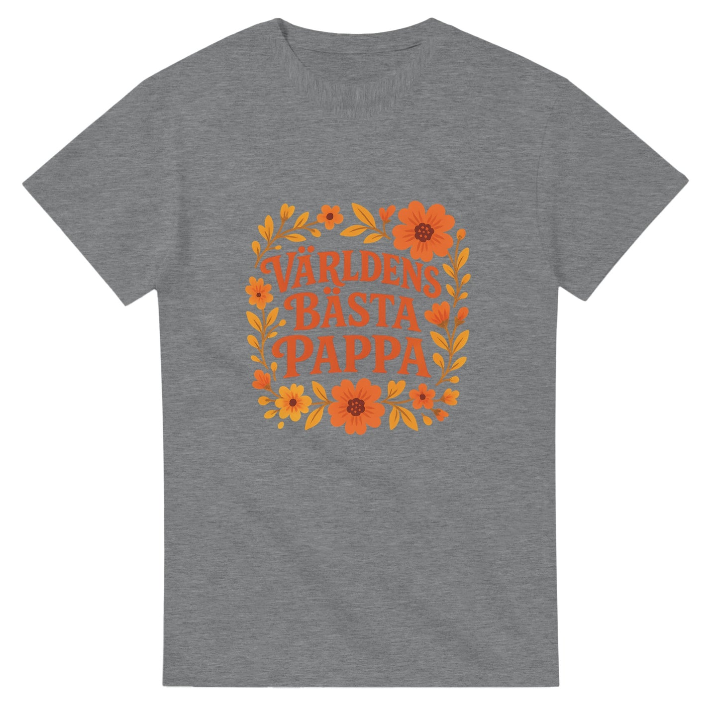 T-shirt med blommig hyllning till pappa. Färgglada blommor omger texten världens bästa pappa. Perfekt kärleksfull gåva!