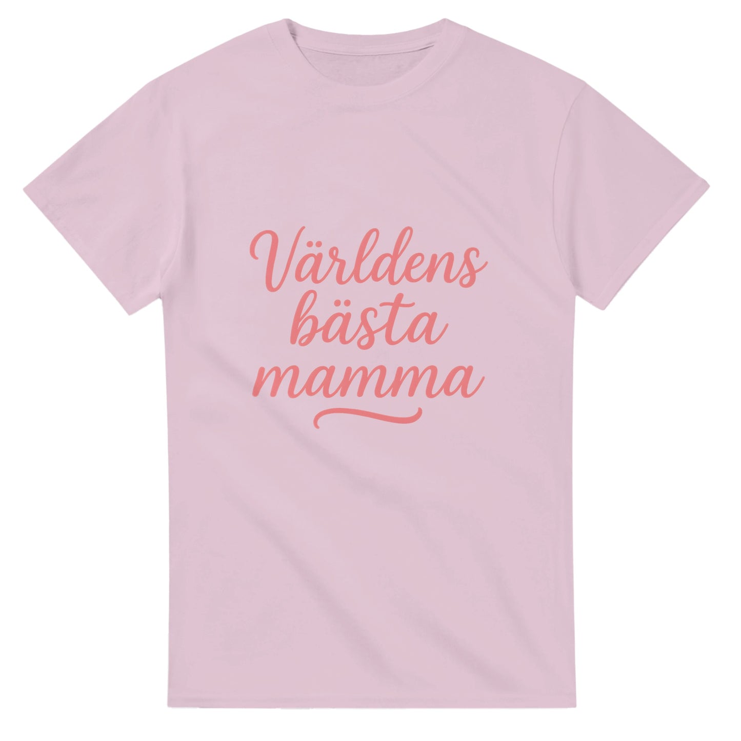 T-shirt med texten 'Världens bästa mamma' i svungen handskrift och varm rosa färg. Perfekt present till den bästa mamman!