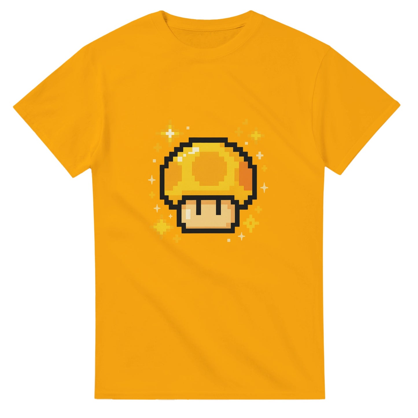T-shirt med retro 8-bit power-up motiv. Perfekt för spelentusiaster som älskar pixelgrafik.