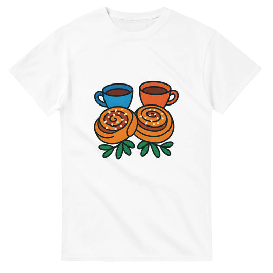 Färgglatt motiv med kanelbullar och kaffe som hyllar den svenska fikatraditionen - Fika Fantasi
