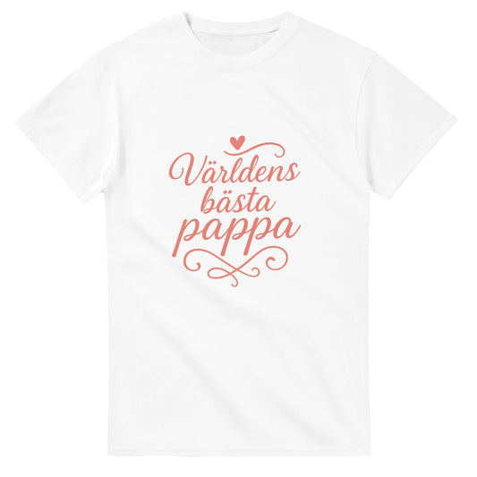 Romantisk T-shirt för pappa, med texten 'Världens bästa pappa' i mjuka, luftiga former. Perfekt för alla fantastiska pappor.