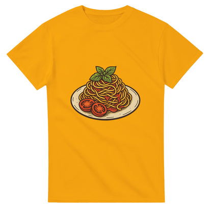 Vintage T-shirt med romantisk italiensk pastaillustration. Perfekt för matälskare och en mysig middag.