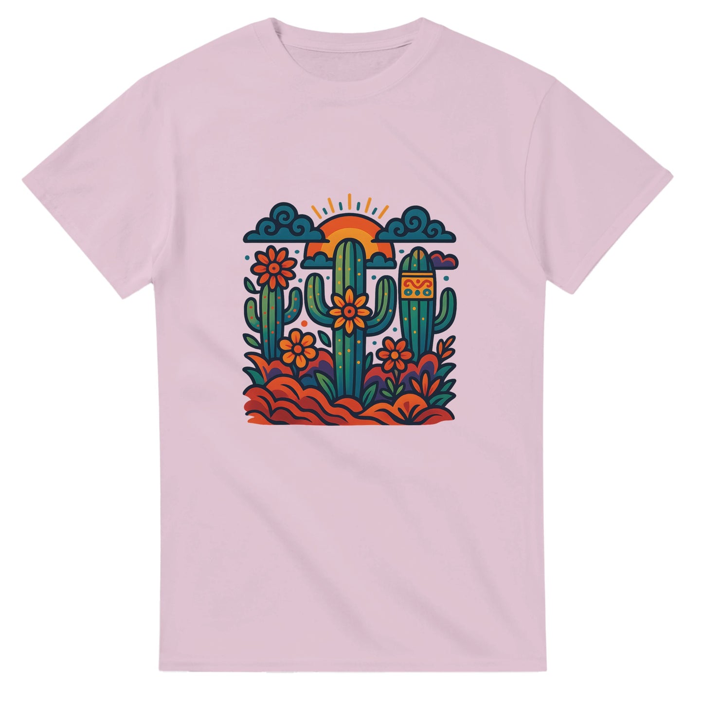 T-shirt med drömsk design av kaktusar och mexikansk folklore. Färgstark och unik.
