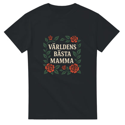 T-shirt med 'Världens bästa mamma' i typografi och rosor. Tidlös och luftig design för den bästa mamman.