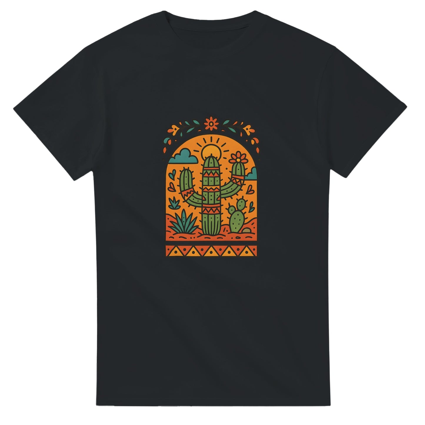 T-shirt med kaktusar och folkmotiv från Mexiko. Färgglad och livfull, perfekt för kaktusälskare.