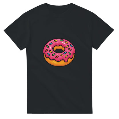 T-shirt med glansig, sockrig donut. Perfekt för fikaälskaren. Färgglad design.