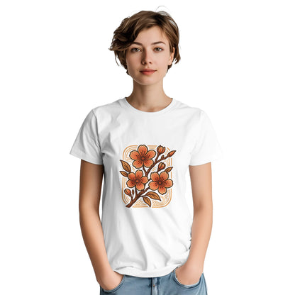 Klassisk T-shirt med körsbärsblommor och vintage-stil - perfekt för att bära historien.