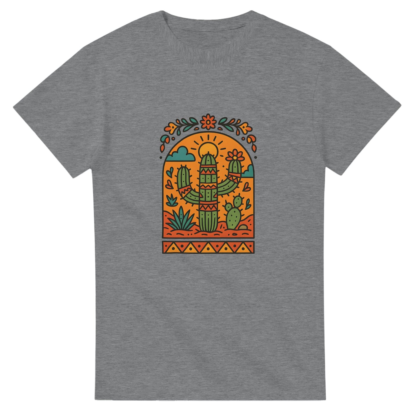 T-shirt med kaktusar och folkmotiv från Mexiko. Färgglad och livfull, perfekt för kaktusälskare.