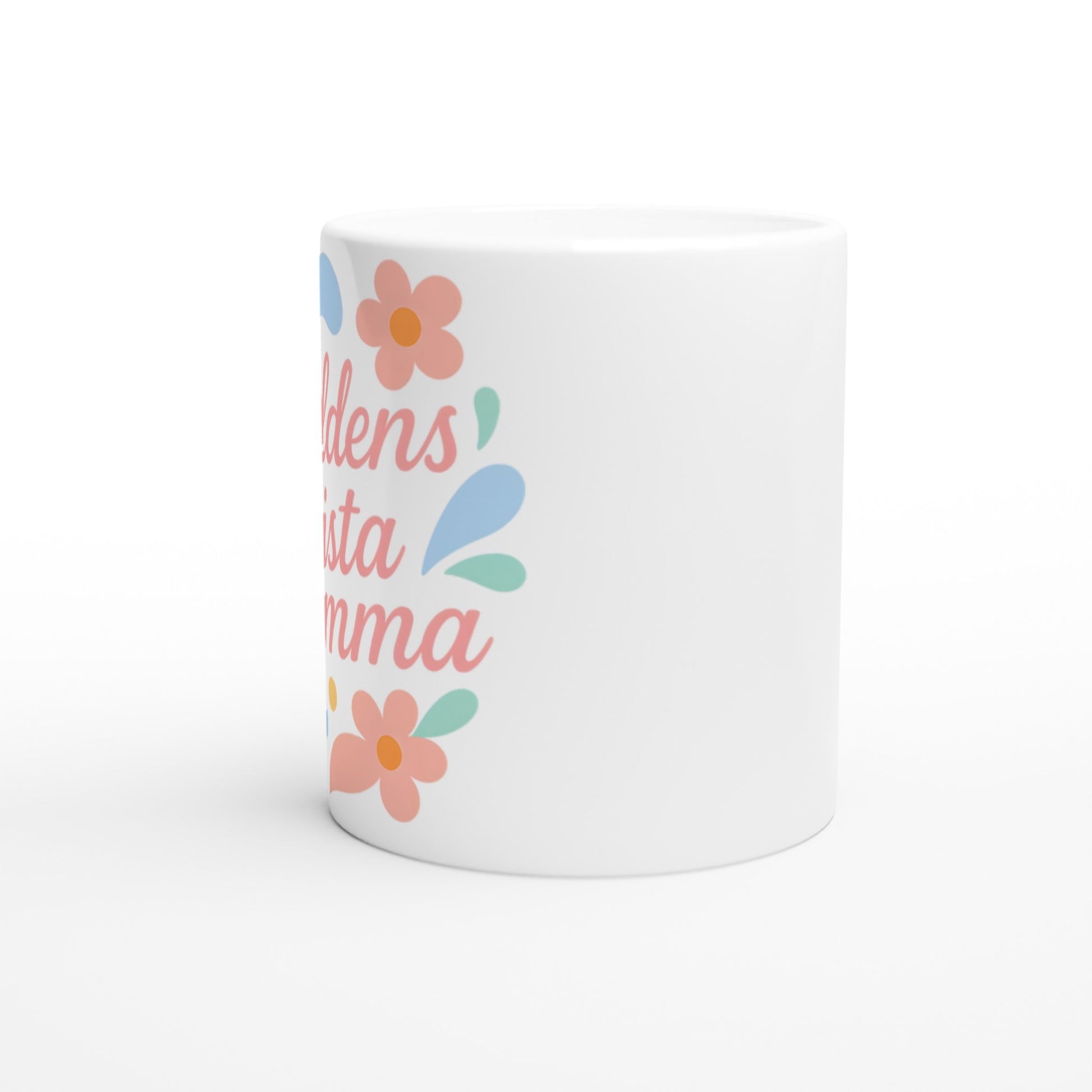 Mugg för Mors Kaffestunder - Romantisk mugg med 'Världens bästa mamma' text, mjuka linjer och milda färger.