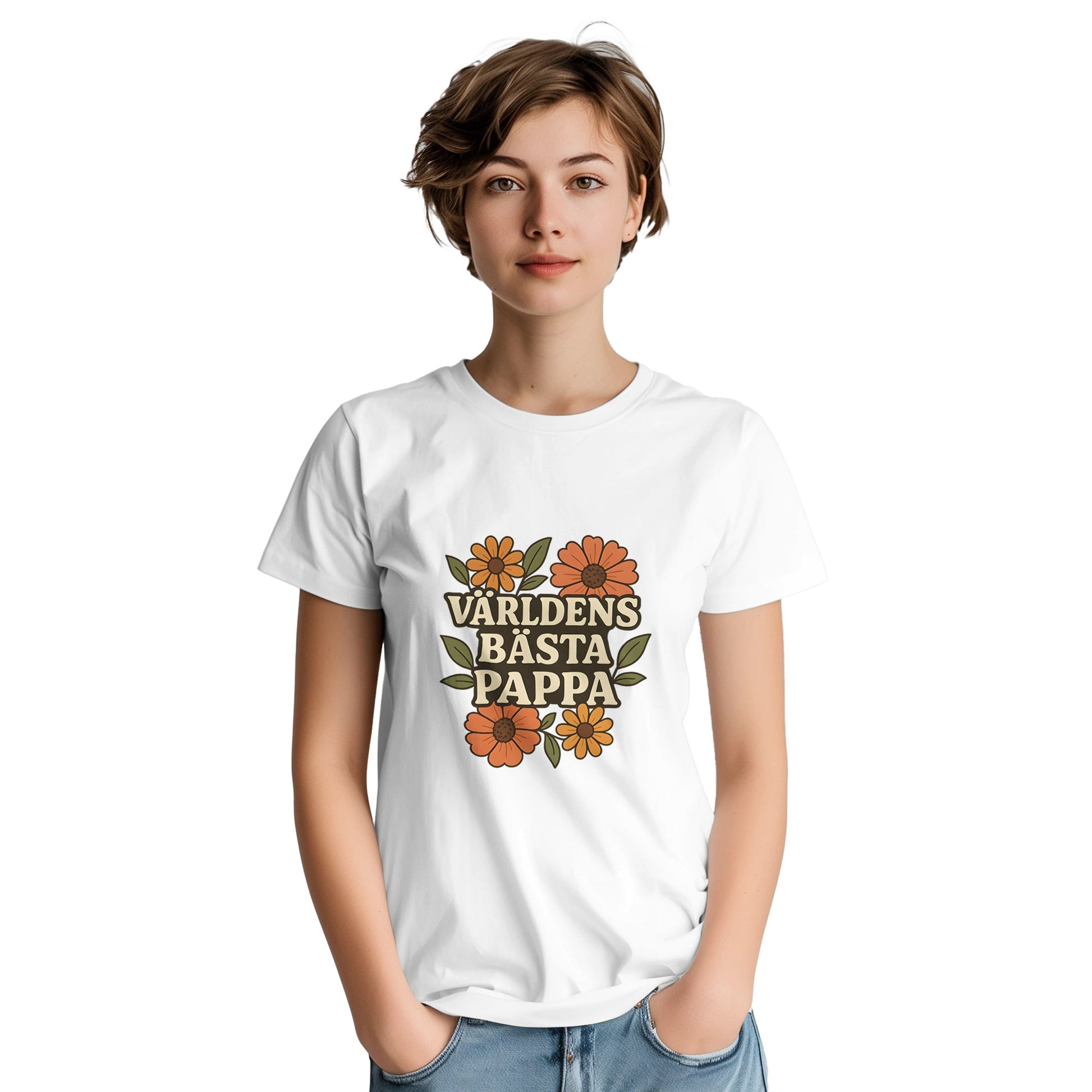 Tröja för blomsterpappa med varm och luftig design, känna sig uppskattad med omgiven text.