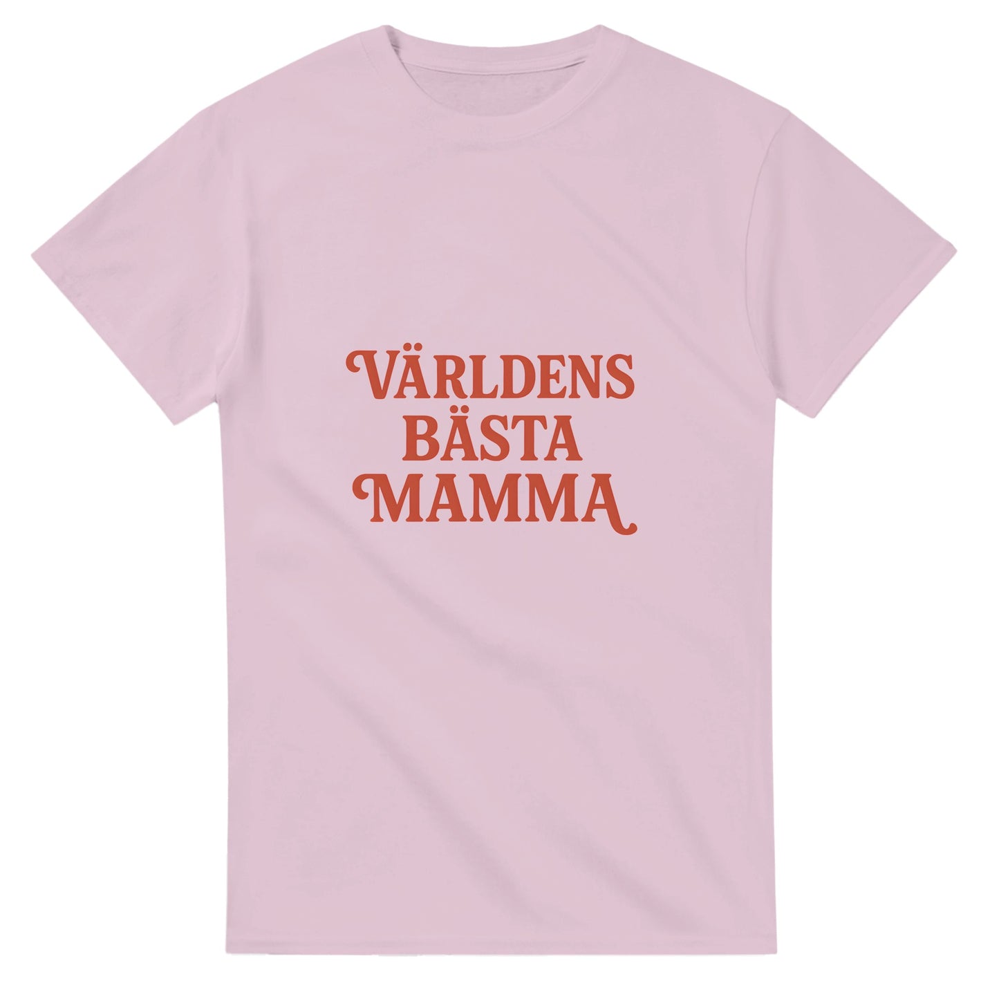 T-shirt med texten 'Världens bästa mamma' i charmig vintage-font och varm röd färg för en nostalgisk retrokänsla.